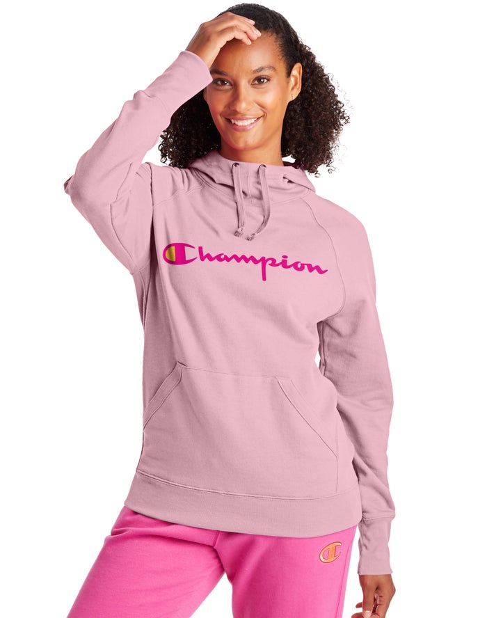 Champion Powerblend Fleece Script Logo Hoodie Dames - Roze - Belgie 1946YDGVC